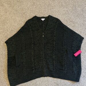 Xhilaration Dark Green Knit Cardigan/Pocho Style